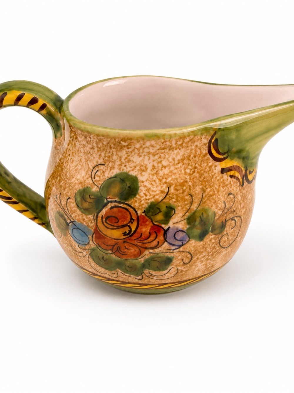 Vintage Deruta Italy Hand Painted Floral Majolica Creamer Pitcher